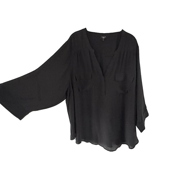Torrid 4X BLACK Harper 3/4 Sleeve Plus Size Top Blouse Tunic Pullover - Picture 3 of 15